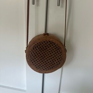 Raffia cross body purse